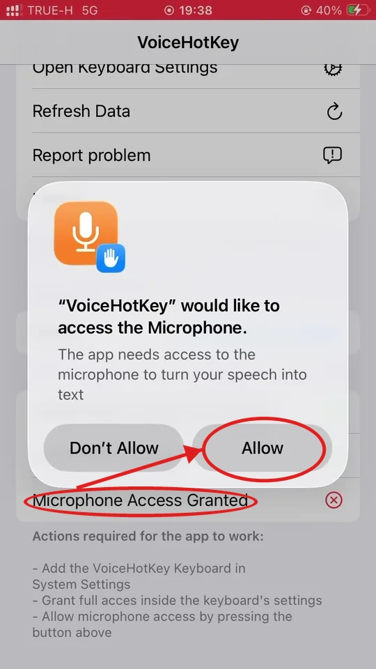 Dialog izin mikrofon iOS