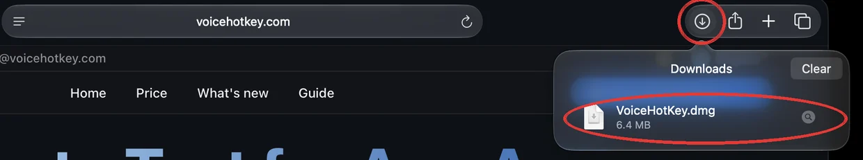 Daftar unduhan Safari dengan VoiceHotKey.dmg