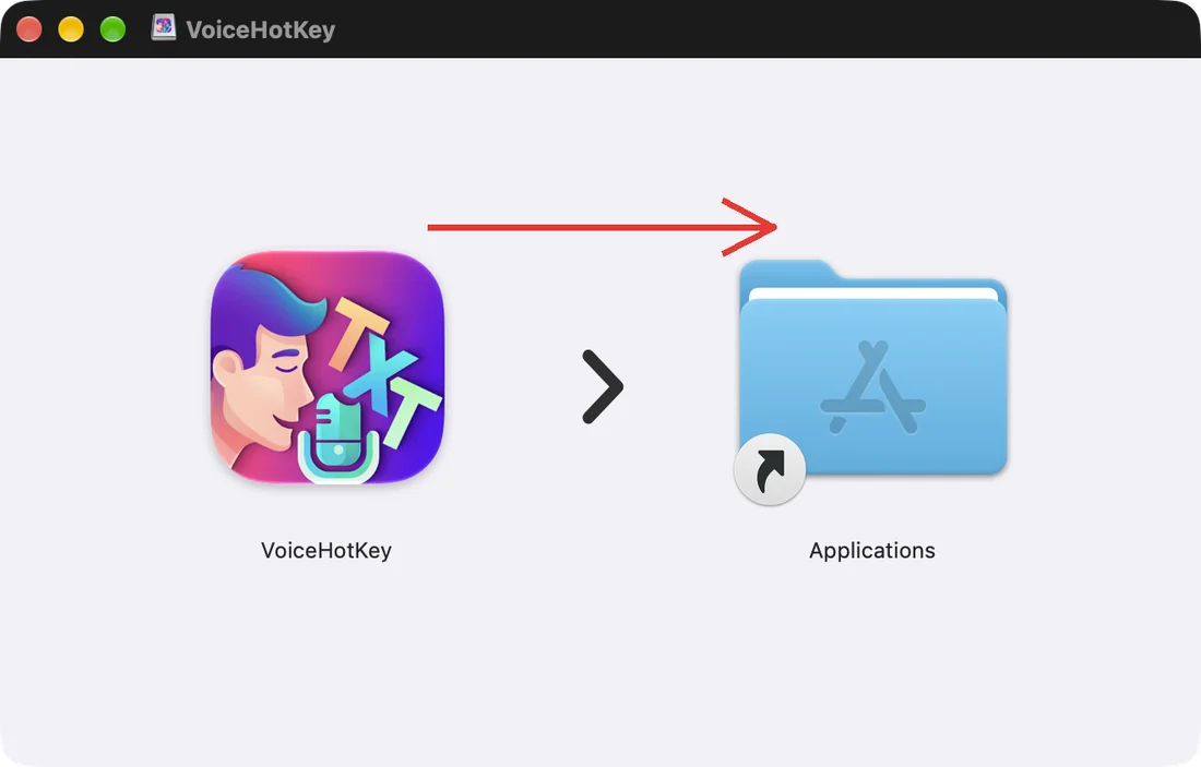 Menyeret VoiceHotKey ke folder Aplikasi