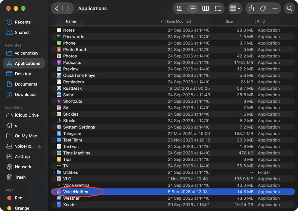 VoiceHotKey di folder Aplikasi