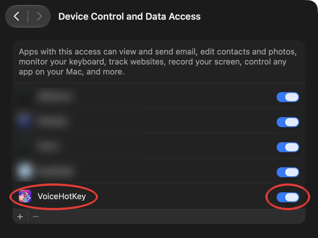 Pengaturan Sistem dengan VoiceHotKey diaktifkan